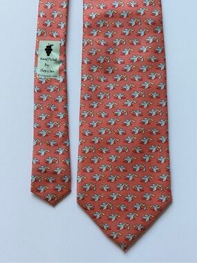 Vineyard Vines Men's Tie Pelicans Fish  100% Silk Made in USA Summer Whimsy